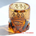 Olho de deus edo kiriko copo de vinho corte à mão âmbar cristal copo de uísque símbolo de energia high end brandy snifter rock vidro para chefe