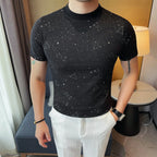 Verão masculino em pó revestido t camisas moda o-pescoço manga curta casual respirável camiseta roupas masculinas 4xl-m