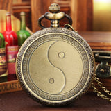 Vintage bronze chinês retro tai chi fofoca banish mau sorte relógio de bolso de quartzo colar pingente melhor amigo amizade jóias