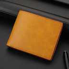 Moda masculina retro negócios carteira curta multi slot para cartão horizontal macio couro do plutônio carteira masculina