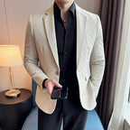 Blazers de negócios quadriculados slim fit para homens, jaqueta formal, botão único, festa social, moda luxuosa, tamanho grande, 5XL, 24, 2024