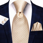 Hi-tie floral champanhe marfim masculino elegante gravata lenço abotoaduras para smoking moda clássico seda gravata de luxo para homem