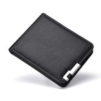 Carteira masculina portátil de couro pu carteira de cartão de crédito premium carteira curta ultrafina para porta-cartões