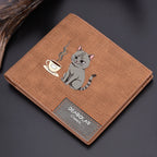 Carteira masculina casual vintage de couro PU com estampa de desenho animado, vários slots para cartões, suporte para estudantes, moda jovem personalizada