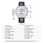 Novo design pagani moda masculina relógio casual à prova dwaterproof água 100m luxo couro esportes quartzo cronógrafo vk61relogio masculino