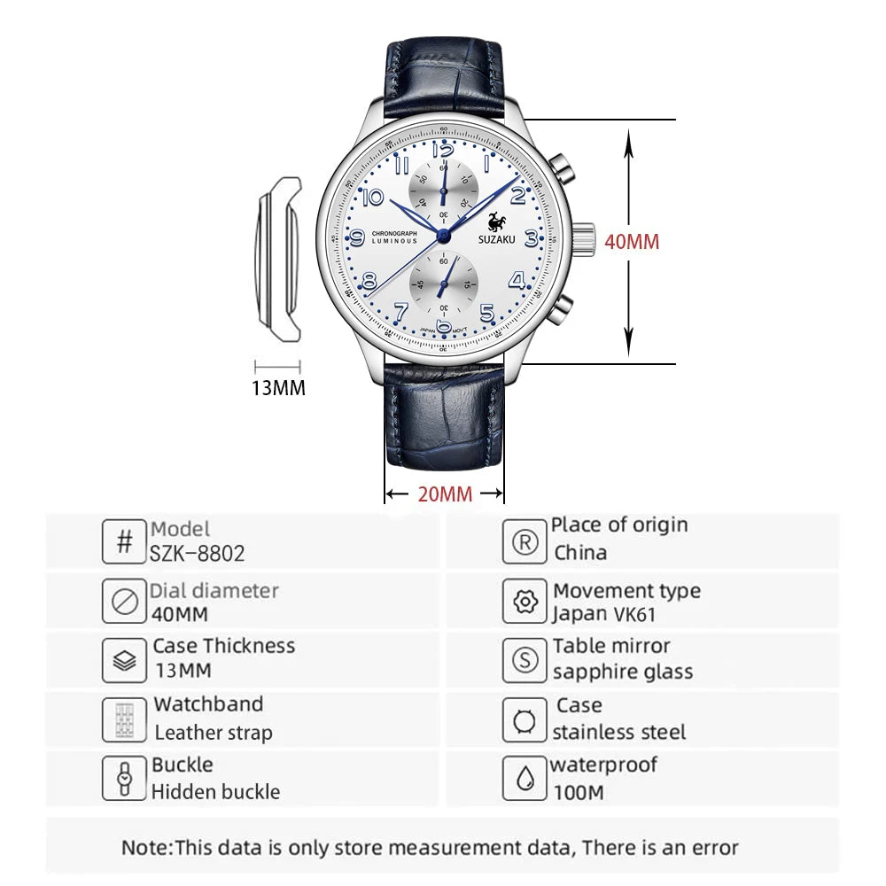 Novo design pagani moda masculina relógio casual à prova dwaterproof água 100m luxo couro esportes quartzo cronógrafo vk61relogio masculino