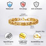 Pulseiras bizantinas grossas masculinas, pulseira retrô cinza de aço inoxidável de 8 mm com elo trançado, joia vintage presente para ele menino