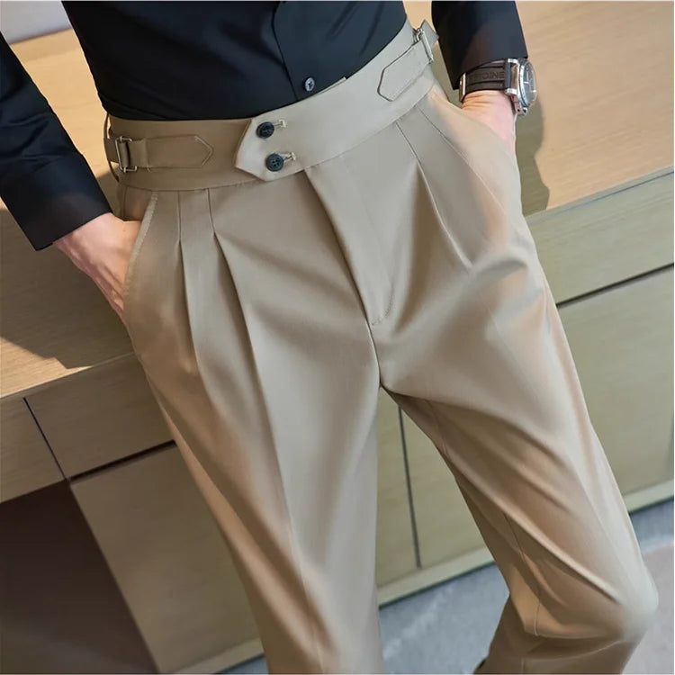 Calça Social Masculina Slim Fit Cintura Alta