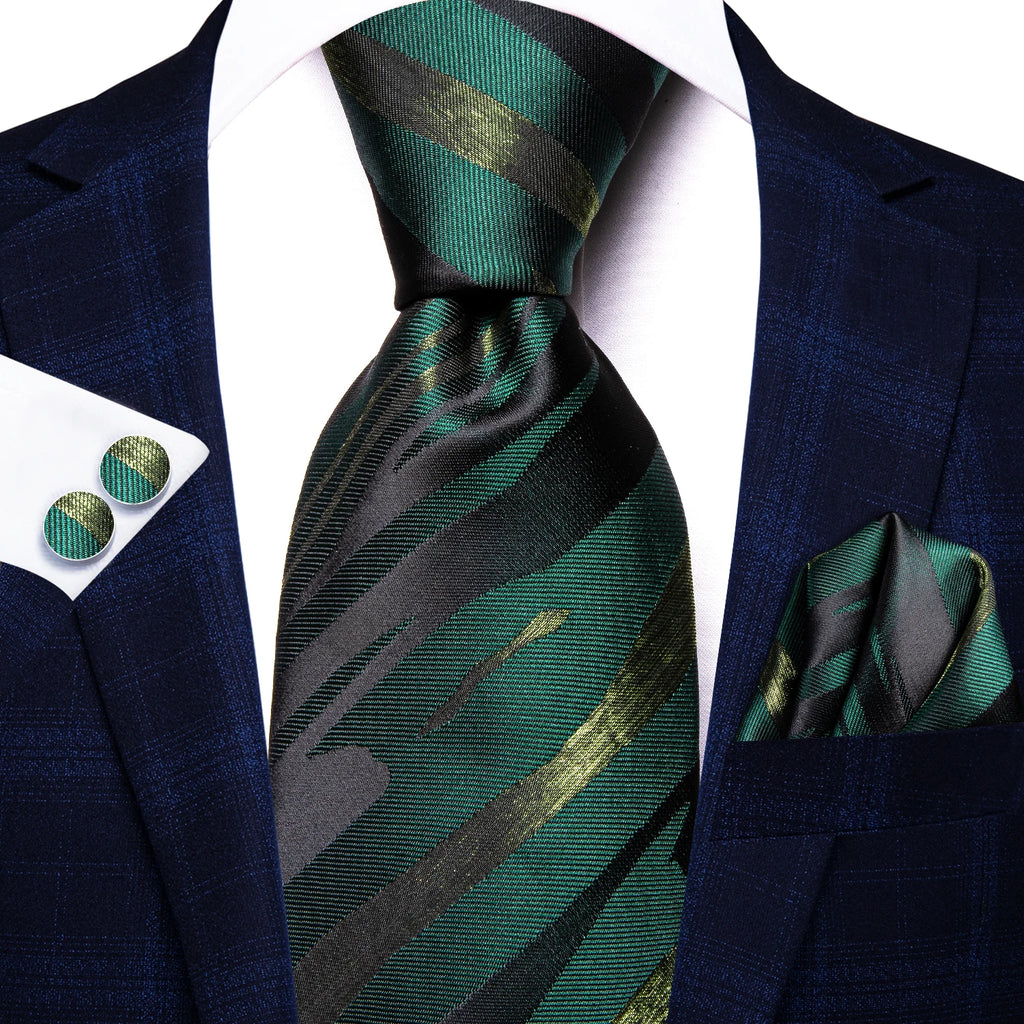 Conjunto clássico de gravata de seda masculino, gravata, listrada azul bordô, lenço elegante, abotoaduras, moda luxo, 3 peças