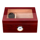 Caixa humidor de charutos, organizador artesanal de madeira de cedro com higrômetro, divisor de grande capacidade, suporte para 50 charutos, presente masculino