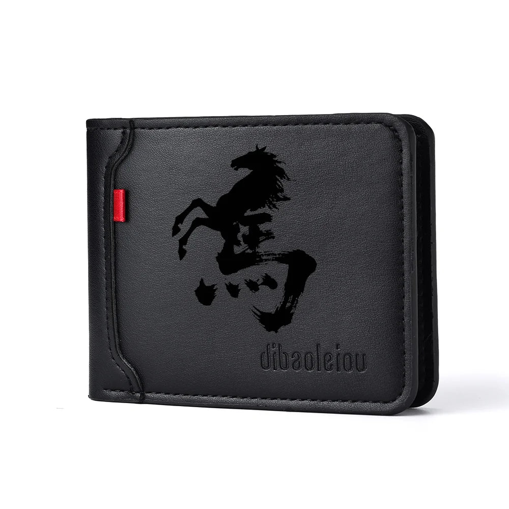 Carteira masculina ultrafina multifuncional casual de couro PU design personalizado elegante