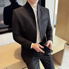 Flanela de couro versão coreana fino ajuste terno jaqueta 2025 outono novo masculino casual negócios formal festa casacos tailcoat 4xl-m