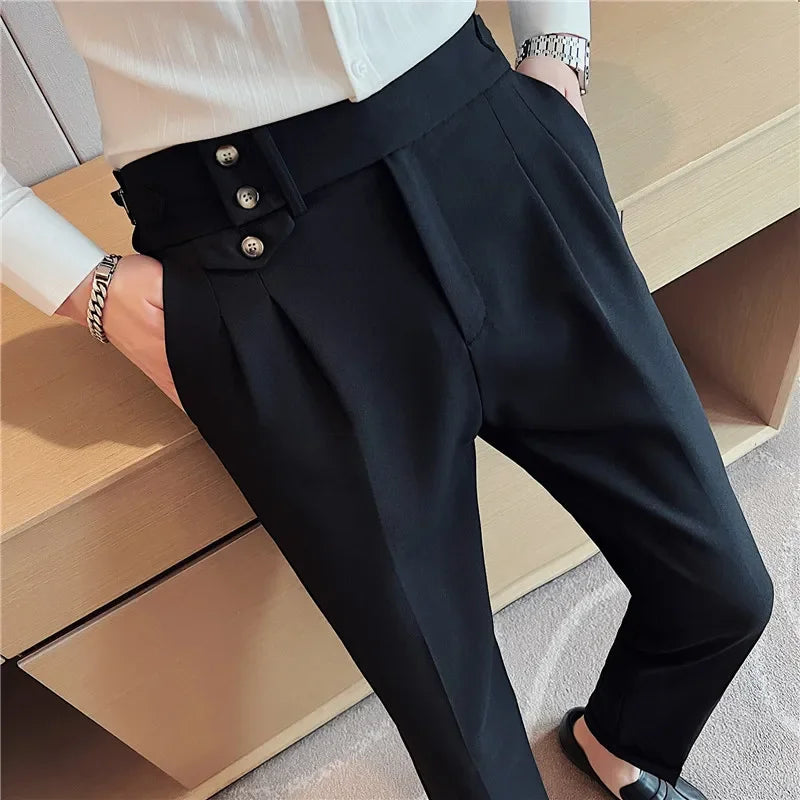 Calça Social Masculina Slim Fit Cintura Alta
