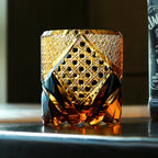 Japonês guerreiro preto armadura edo kiriko uísque rock vidro âmbar cristais copo de uísque high-end copo de vinho mão corte brandy snifter