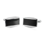 Abotoaduras de camisa francesa para homens, Metal retangular preto esmaltado, estilo clássico, acessórios de moda, atacado