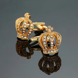 Camisa francesa Abotoaduras Material De Cobre, Coroa De Cristal Branco, Moda Masculina, Acessórios de Vestuário, Atacado