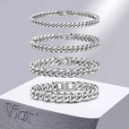 Vnox-Pulseiras de Corrente Cubana para Homens e Mulheres, Aço Inoxidável Sólido, Pulseira Curb Link, Jóias, 6mm, 8mm, 10mm, 12mm