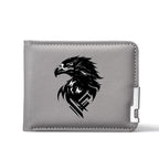 Carteira masculina de couro PU personalizada com estampa de águia carteira curta com vários slots