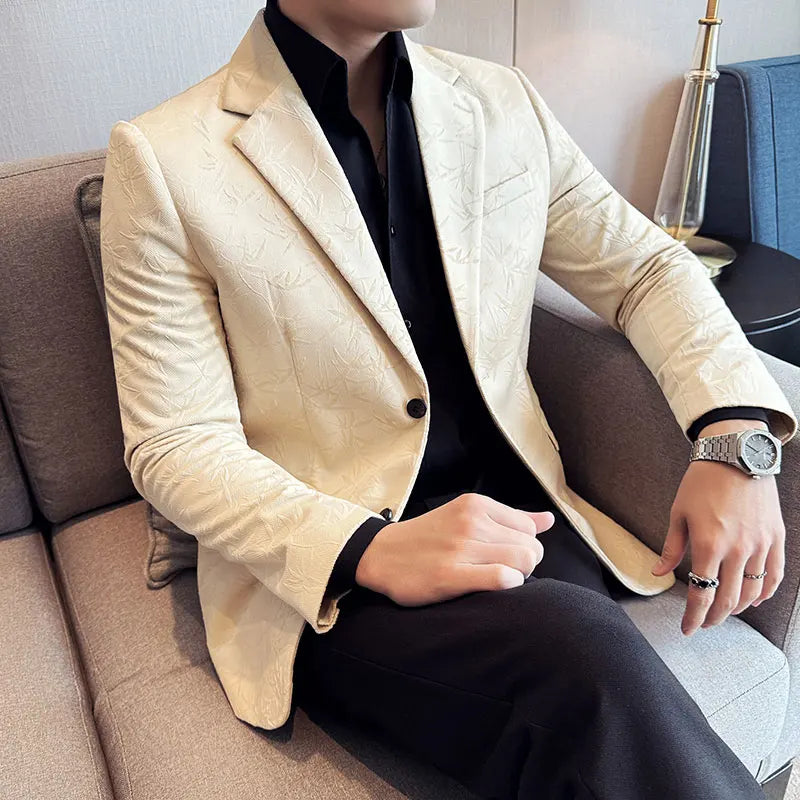 Nova moda elegante veludo jacquard ternos jaqueta masculina fino ajuste negócios social formal terno casacos tailcoat roupas masculinas 4xl-m