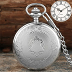 Luxo prata escudo coroa padrão relógio de bolso de quartzo moda colar pingente corrente jóias presente steampunk relógio para homem