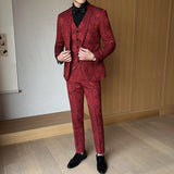 Nova moda jacquard elegante terno masculino 3 peça formal negócios fino ajuste conjuntos casuais masculino noivo festa de casamento smoking ternos de baile