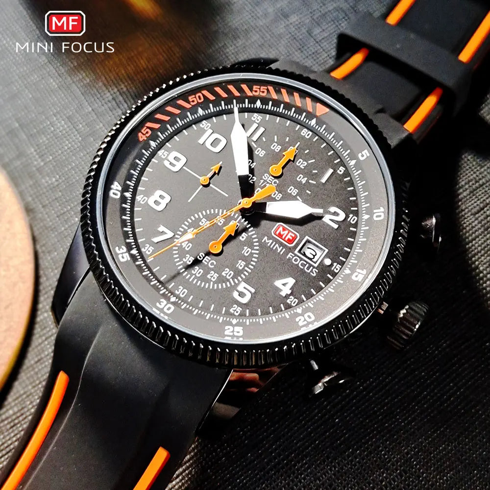 Mini foco esporte relógio de quartzo para homens moda à prova dwaterproof água cronógrafo relógio de pulso com pulseira de silicone azul data automática luminosa 0379