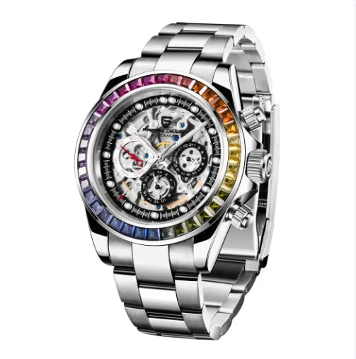 Pagani design topo super marca relógio mecânico automático masculino moldura de cerâmica arco-íris negócios relógio à prova dwaterproof água relogio masculino