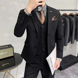 Plus size S-7XL homem coreano magro ajuste personalizado noivo negócios casual smoking blazers colete calça casual casamento social smoking vestido