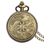 Vintage bronze chinês retro tai chi fofoca banish mau sorte relógio de bolso de quartzo colar pingente melhor amigo amizade jóias