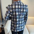 Estilo britânico de luxo xadrez terno jaqueta 2025 outono novos homens high-end negócios fino blazers noivo casamento festa social vestido casacos