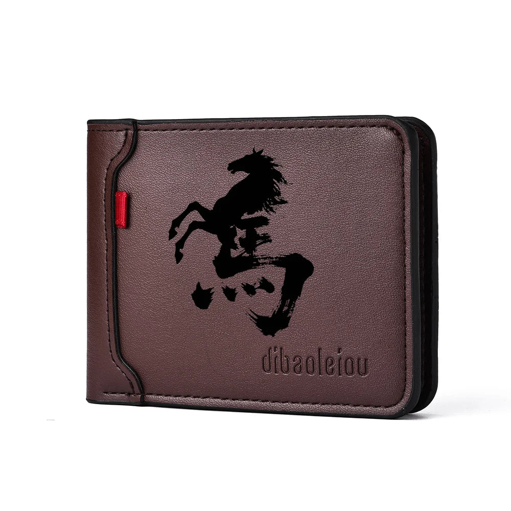 Carteira masculina ultrafina multifuncional casual de couro PU design personalizado elegante