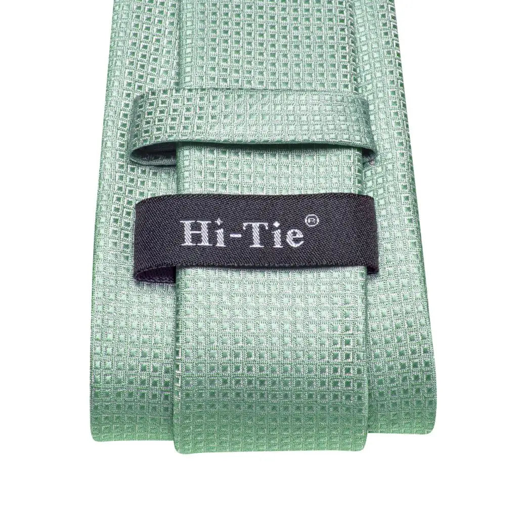 Gravata de presente para homens 2023 nova sálvia verde xadrez marca de moda festa de casamento gravata acessível abotoaduras atacado hi-tie designer