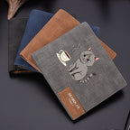 Carteira masculina casual vintage de couro PU com estampa de desenho animado, vários slots para cartões, suporte para estudantes, moda jovem personalizada