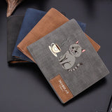 Carteira masculina casual vintage de couro PU com estampa de desenho animado, vários slots para cartões, suporte para estudantes, moda jovem personalizada