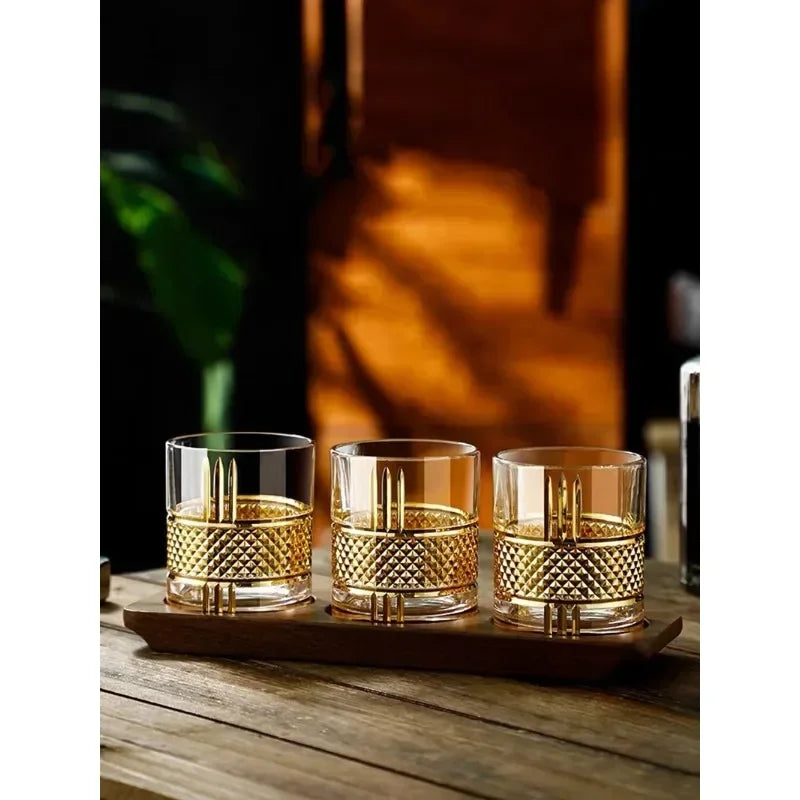Forro de ouro Whisky Copo, Old Fashioned Rocks Copos, Copos para Cocktail Scotch, Bourbon, Gin, Voldka, Brandy