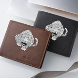 Carteira masculina com estilo europeu e vários compartimentos para cartões com zíper, uma carteira retrô dobrável dupla