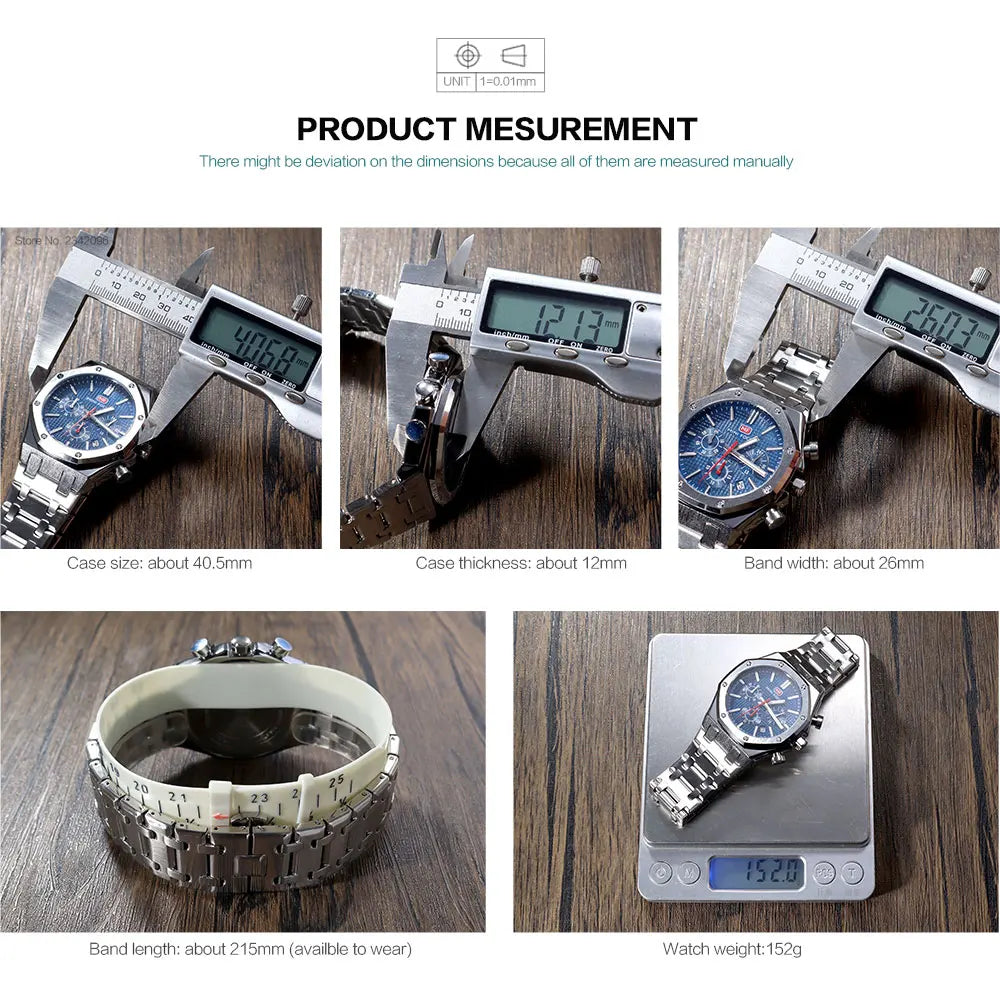Mini foco novo relógio de quartzo de negócios para homens moda à prova dwaterproof água cronógrafo relógio de pulso luminoso com pulseira de aço inoxidável data