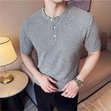 Verão fino gelo seda malha camiseta dos homens elasticidade malha casual t camisa masculina manga curta fino ajuste respirável topos t homme