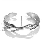 Retro banhado a prata pena aberta pulseira asa manguito b canto masculino e feminino tendência punk jóias casuais presente de aniversário