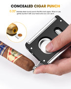 Xifei cortador de charuto v-cut guilhotina, 4 em 1 corte reto v cortador com charuto perfurador titular lâmina de aço inoxidável ergonômico
