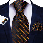 Hi-tie moda 8.5cm preto cinza floral masculino elegante gravata lenço abotoaduras conjunto acessórios de festa de casamento presente para homem gravat