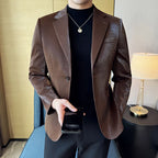 Nova alta qualidade listra de crocodilo fino ajuste jaqueta de couro clássico negócios casual fino ajuste masculino blazer smoking roupas masculinas 4xl-m