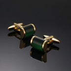 Abotoaduras curvas redondas de zircão para homens, acessórios elegantes, camisa francesa, material verde, atacado