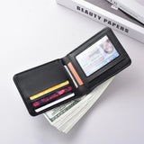 Mini carteira curta ultrafina para homens com cartão de identificação, slot para cartão bancário e janela fotográfica, carteira casual de negócios para homens jovens