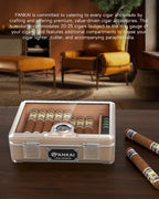 Caixa de charutos Humidor, com guilhotina cortadora, corte V, perfurador e suporte, caixa de charutos com tampo de vidro, forro de madeira de cedro, higrômetro umidificador