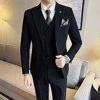 (Blazer + colete + calças) 2025 design mais recente colete duplo breasted terno masculino de alta qualidade negócios simples casual casamento smoking