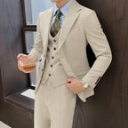 Terno fino e monocromático masculino, conjunto de três peças, smoking de casamento para noivo, colete e calça luxuosa, moda alta, estilo italiano