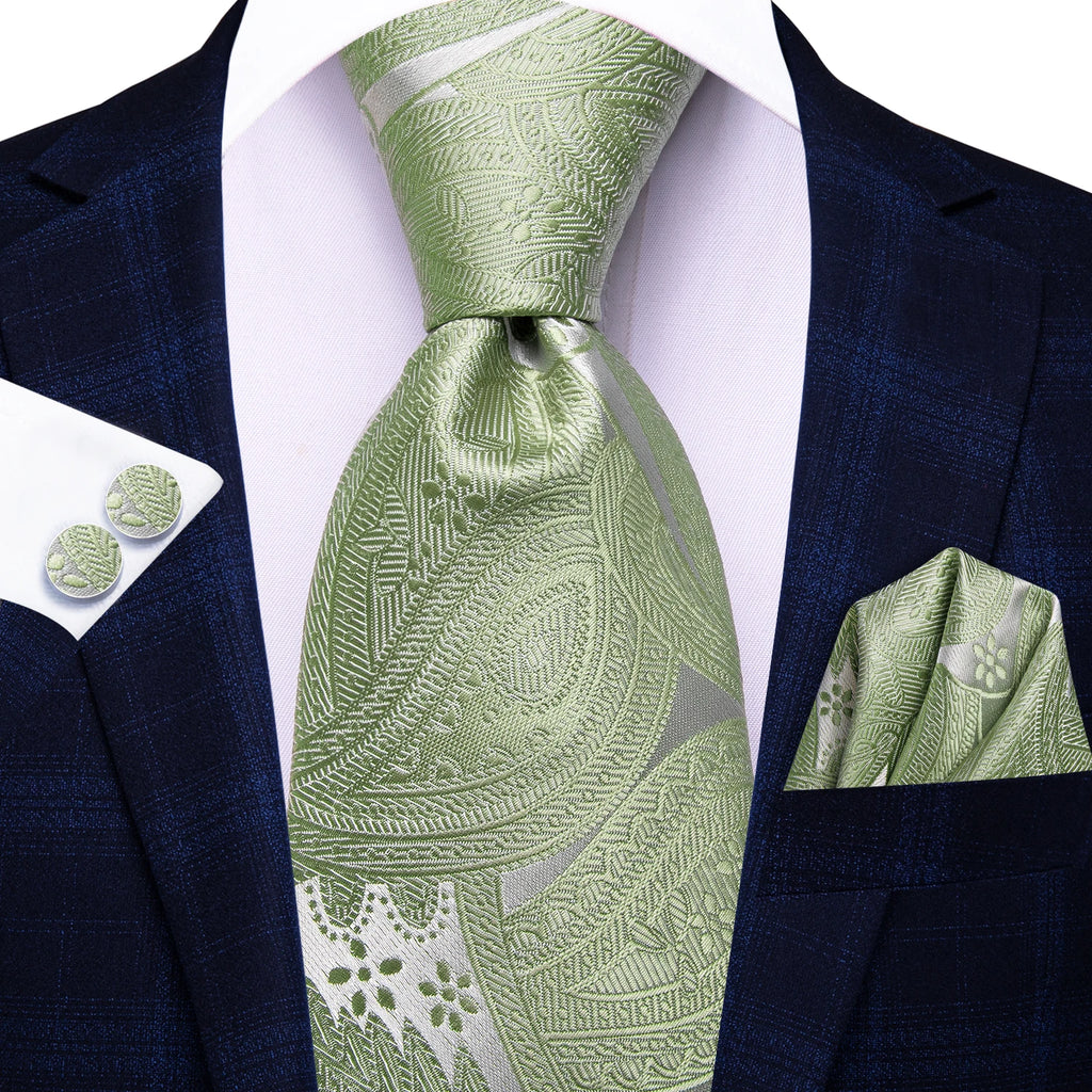 Hi-tie masculino elegante gravata lenço abotoaduras 3 pçs conjunto xadrez azul claro para smoking moda clássico seda luxo gravata para homem