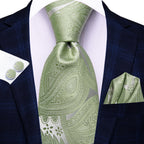 Hi-tie masculino elegante gravata lenço abotoaduras 3 pçs conjunto xadrez azul claro para smoking moda clássico seda luxo gravata para homem