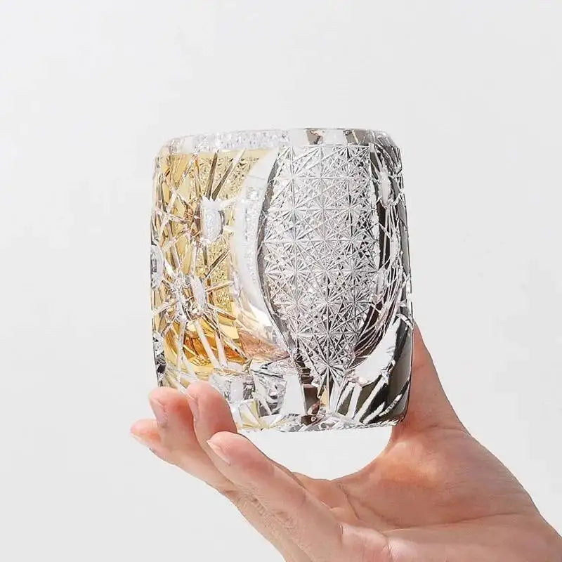 Japão kagami planeta edo kiriko copo de vinho luz das estrelas copos de uísque bloco cor mão escultura arte artesanato copo de uísque caixa de presente